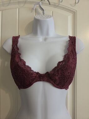Victoria's Secret Burgundy Lace Underwire Bra